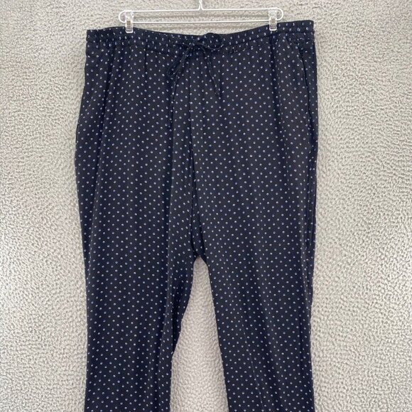 Talbots Pants Womens 2X Plus Black Patterned Palazzo Pull On Tapered Leg Pocket* - Picture 1 of 13